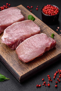 Close-up of food on cutting board