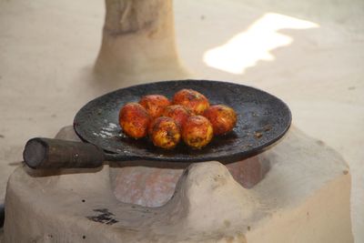 High angle view of food on table