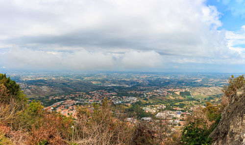 High angle view of townscape against sky