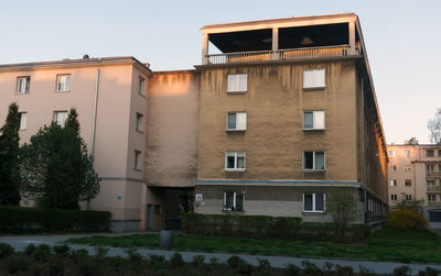 Low angle view of residential building against sky