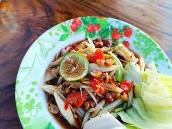 High angle view of meal served in plate