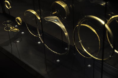 High angle view of illuminated lighting equipment