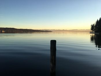 Scenic view of lake against clear sky