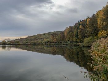 Scenic view of lake against sky