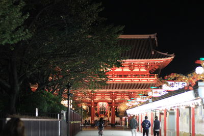 View of temple at night