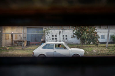 View of train on road
