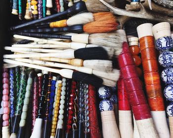 Full frame shot of various objects for sale at market stall