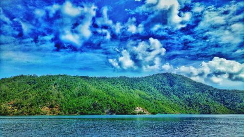 Scenic view of lake against sky