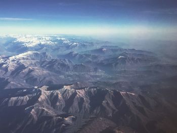 Aerial view of mountain range