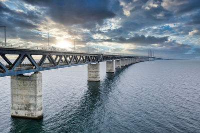 Aerial view of the bridge between denmark and sweden, oresundsbron.