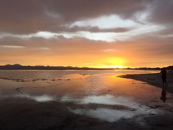 Scenic view of sea at sunset