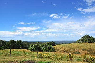 Scenic view of landscape against cloudy sky