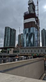 Modern buildings against sky in city