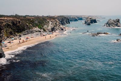 Scenic view of sea against clear sky