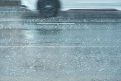 Surface level of wet road in rainy season