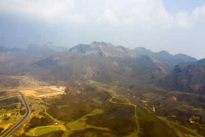 Aerial view of landscape against sky