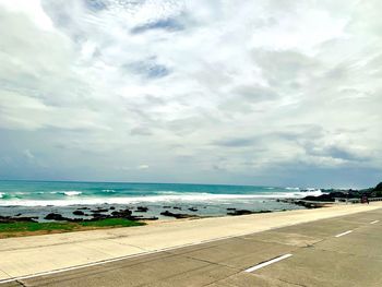 Scenic view of beach against sky
