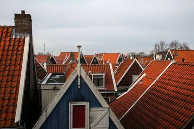 Houses in city against sky