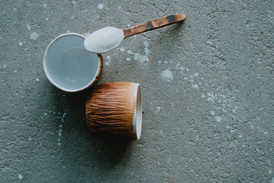 High angle view of tea on table