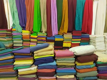 Full frame shot of colorful clothes at store for sale