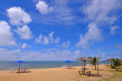 Scenic view of beach against sky