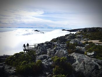 Scenic view of rock formation in sea