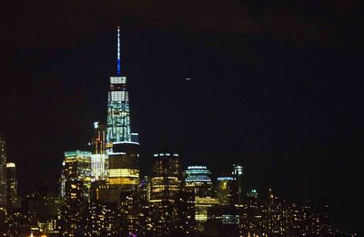 City lit up at night