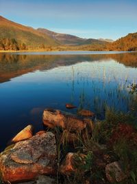 Scenic view of lake against sky