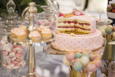 Close-up of cake on table at party