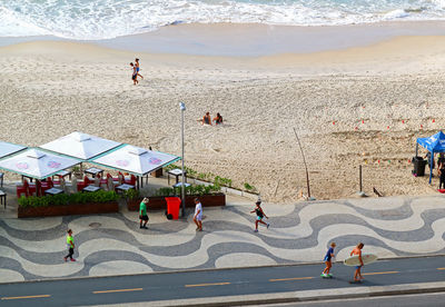 High angle view of people at beach