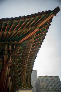 Low angle view of roof against sky