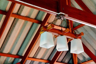 Low angle view of roof hanging from ceiling