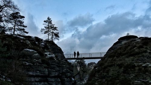 Low angle view of suspension bridge