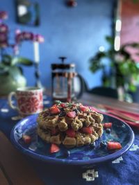 Close-up of food in plate on table