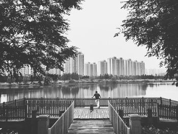 View of river with buildings in background