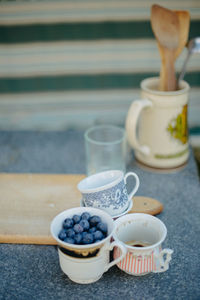 Close-up of breakfast on table