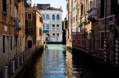 Canal passing through city buildings