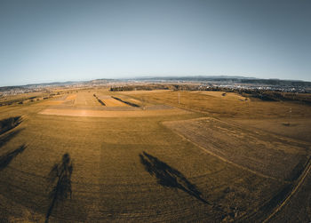 Long shadows, view over the fields from above