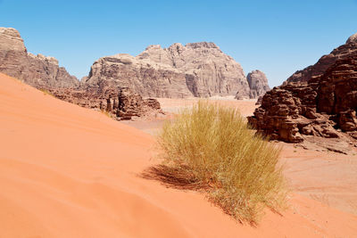 Scenic view of desert against clear sky