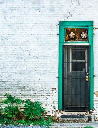 Closed door of old building