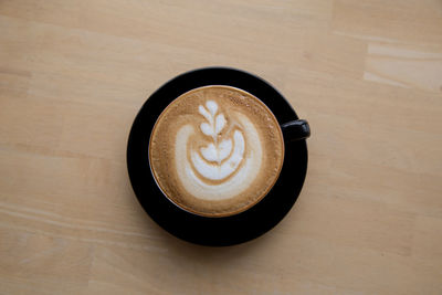 High angle view of coffee on table