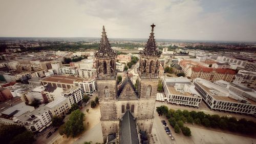 High angle view of townscape against sky