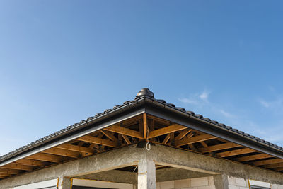 Low angle view of building against blue sky