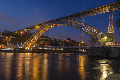 The dom luis i bridge at night, porto, portugal.