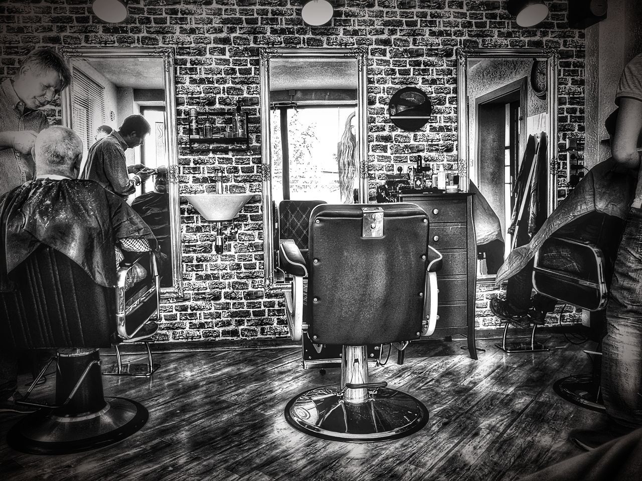 indoors, men, window, day, group of people, glass - material, mirror, people, seat, transparent, old, reflection, chair, business, flooring, store, market, real people