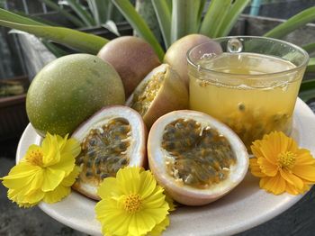 Close-up of fruits on table