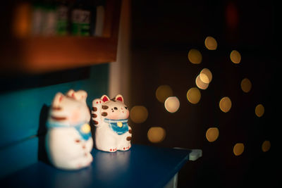 Close-up of toys on table