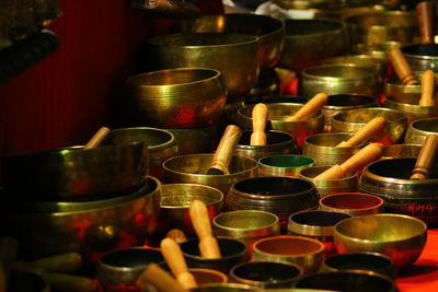 Close-up of tea light candles