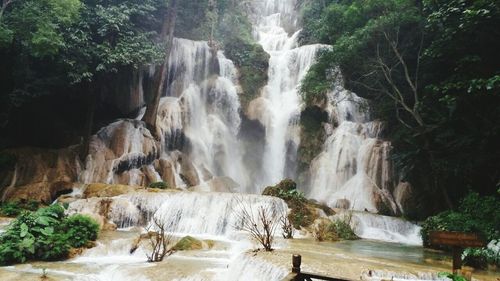 Scenic view of waterfall