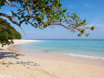 View of beach against blue sky